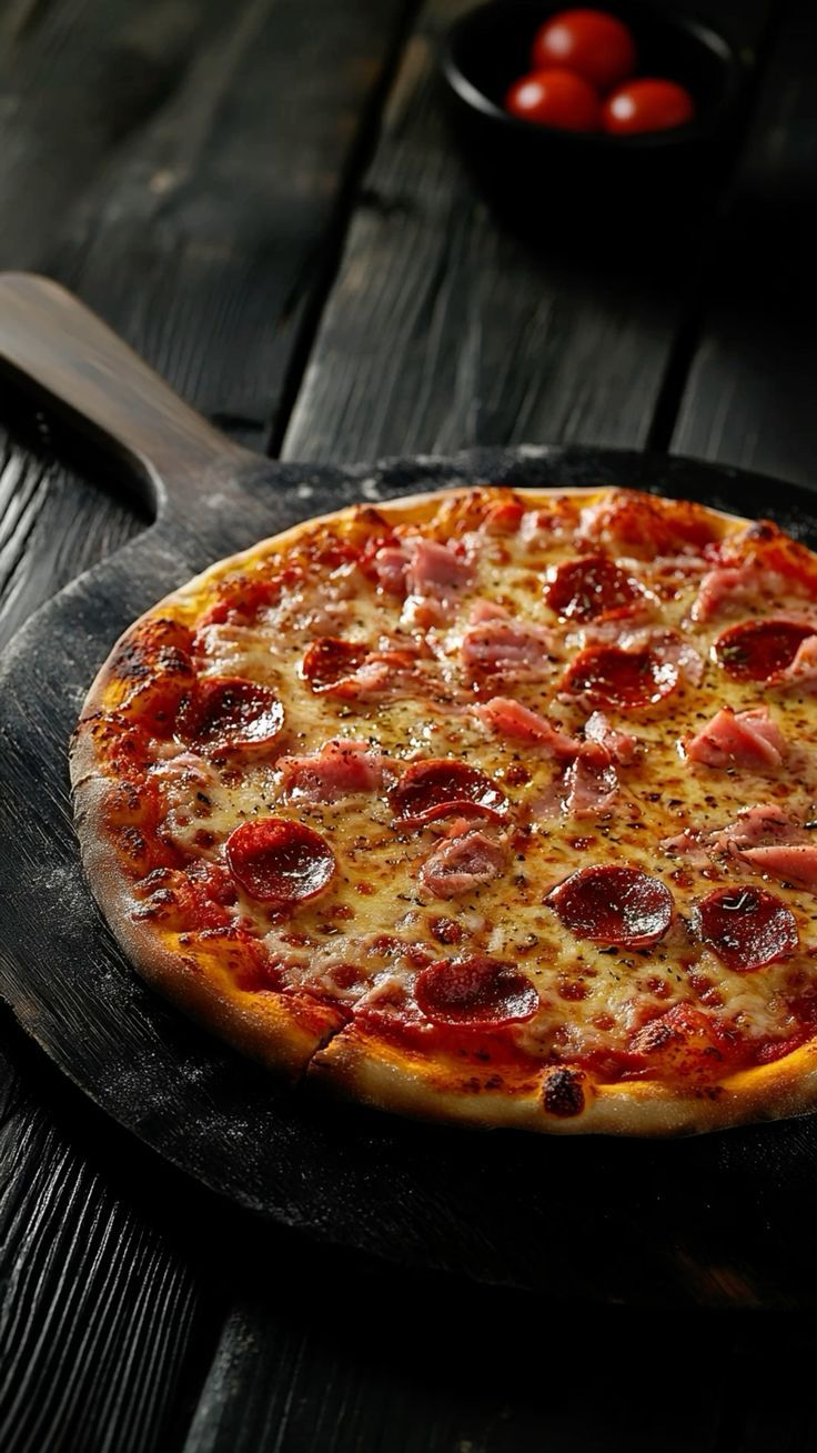 Pizza com presunto e pepperoni